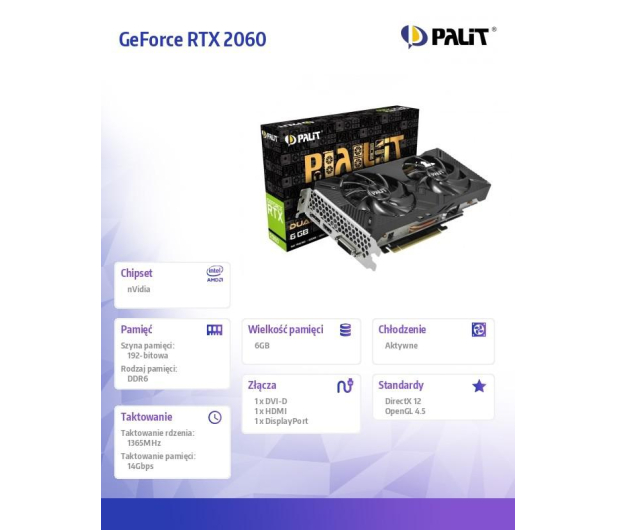 PALIT GeForce RTX 2060 DUAL 6GB GDDR6 192bit DP/DVI-D/HDMI NE62060018J9-1160A - 492354 - zdjęcie 12